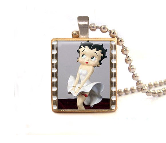 Betty Boop white dress  Scrabble tile pendant,betty boop jewelry , betty necklace pendant   - Sale  Buy 3 Get 1 free