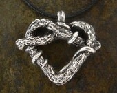 Small Gnarly Vine Heart Pendant - Sterling Silver