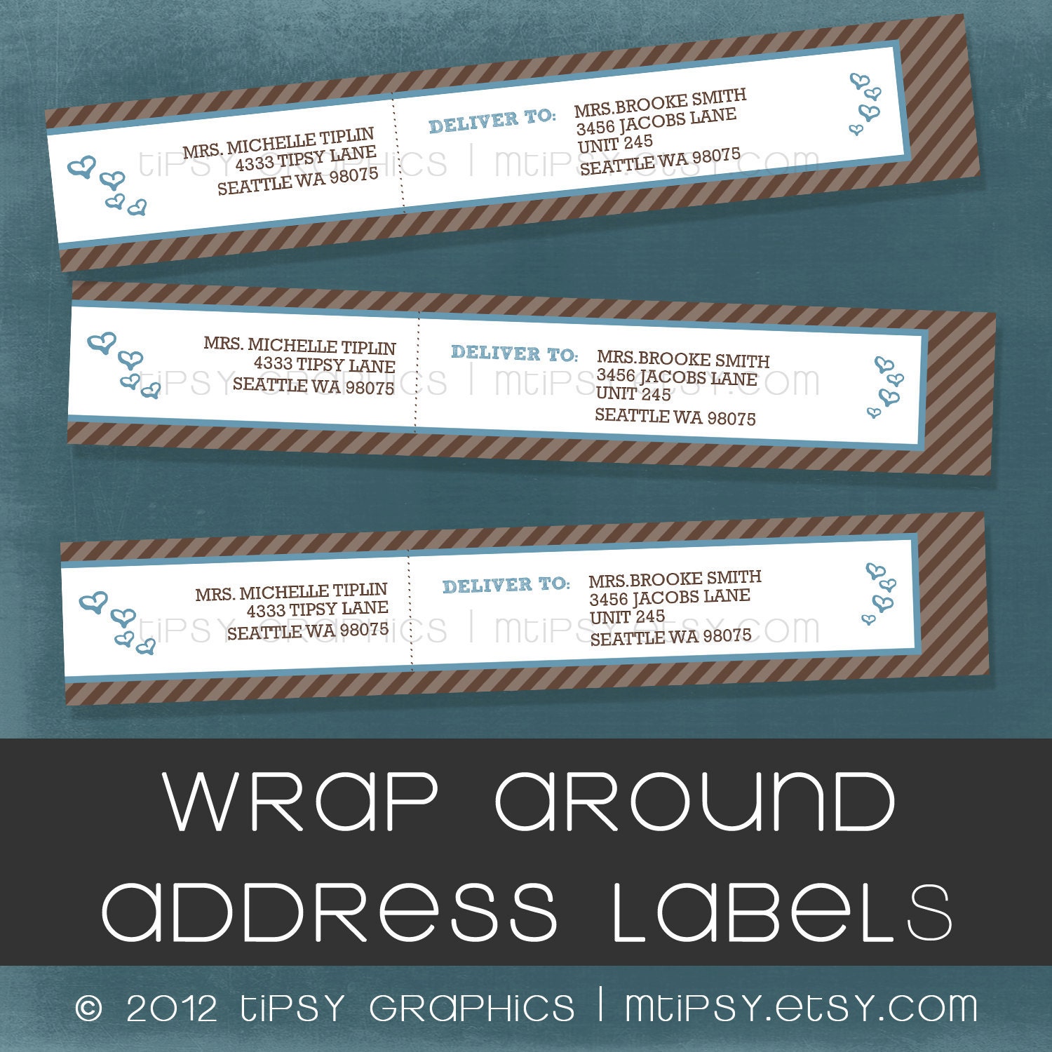 Bun in the Oven Wrap Around Address Labels. Hearts and Stripes. Labels by Tipsy Graphics. Any colors Il_170x135