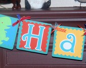 Boy Dinosaur Happy Birthday with number Banner -Primary colors Red,Orange,Blue,Green and Yellow