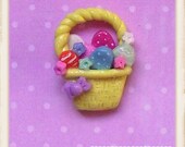 Easter Basket  polymer clay bead/charm/bow center