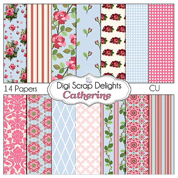 Cath Kidston Inspired Digital Scrapbook Papers