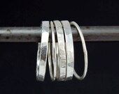 Recycled Silver Stacking Rings, Set of 5 - FREE shipping