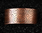 Stamped Copper Cuff - Ancient Scrolls - FREE SHIPPING