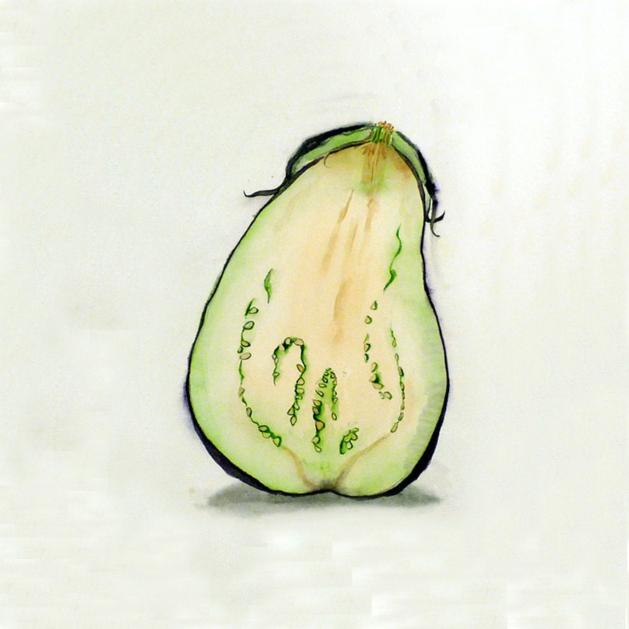 Vegetable Eggplant Art Watercolor : Fathers Day Green Spring Summer Home decor Men Women Kitchen Decor Priced 7.6 x 9.6 Price Under 25 - LaBerge