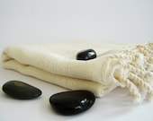 Elegant Turkish Towel for beach, peshtemal, Pareo, Sarong, on the boat, Organic Silk and Cotton, White
