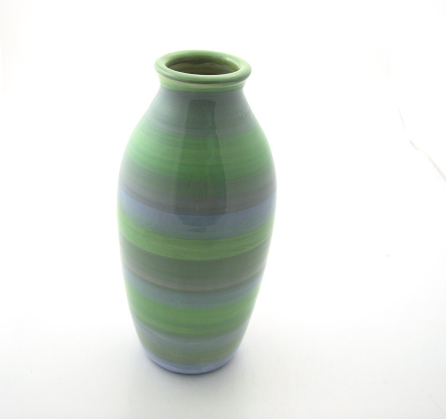 SALE Tall vase in grey and seafoam green great Mothers Day gift