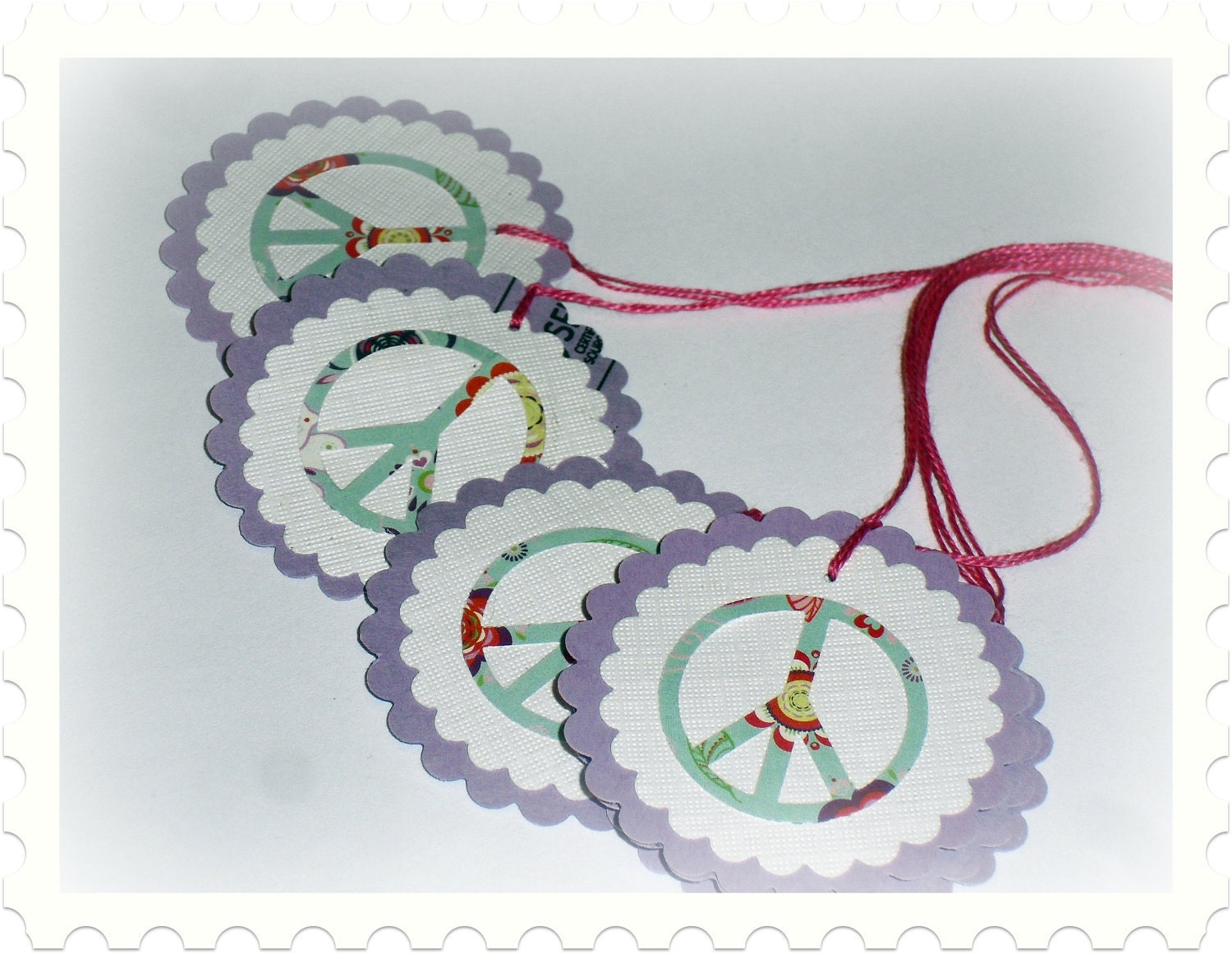 6 Lavender Peace Sign Gift Tags