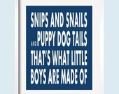 Snips and Snails and Puppy Dog Tails Art Print  in Blue and White 11x14 - Choose your color by YassisPlace