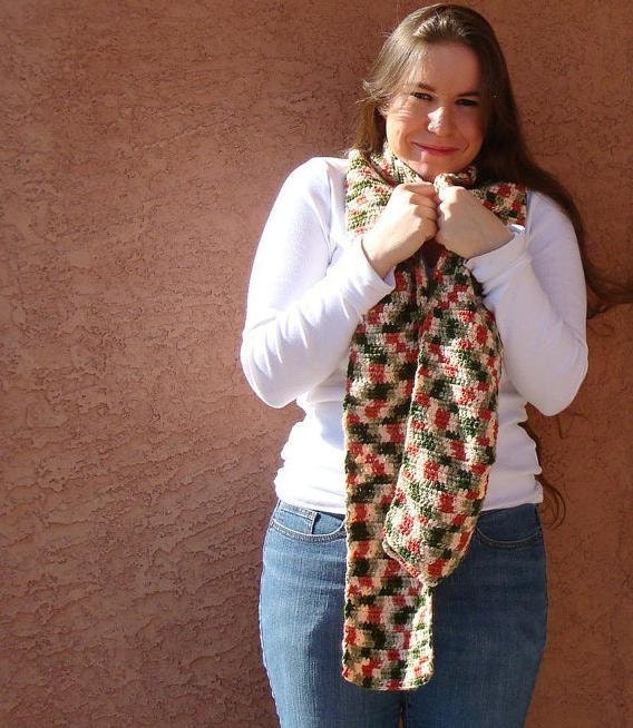 Rose Garden - Multicolor Red, Pale Yellow, Light Sage Green Scarf