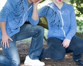 Branch Hoodie Organic Cotton Zip-Up Sweatshirt Blue SMALL