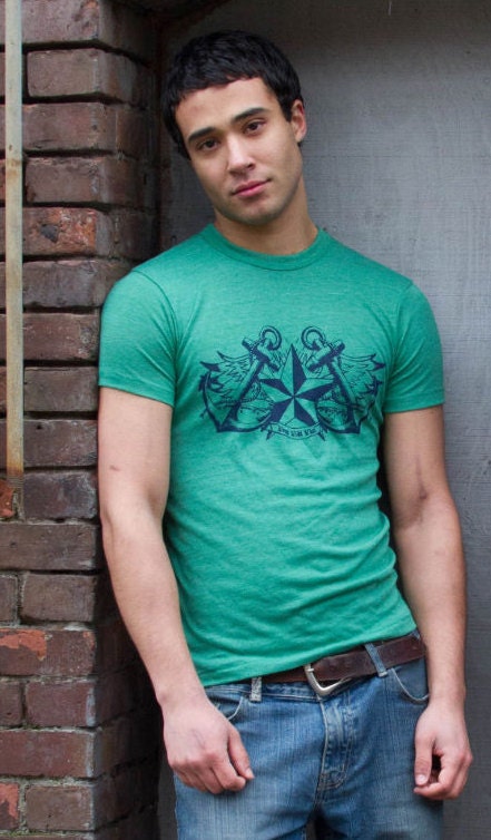 Nautical Anchor Organic Cotton Crew Tee Green XLARGE