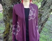 ON SALE Flower Wrap Long Sleeve Cardigan in Merlot Wine Womens MEDIUM