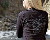 SALE Black Wrap Cardigan With Silver Coral Heart Womens MEDIUM