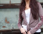 Cherry Blossom Wrap Top Cardigan Purple Size LARGE