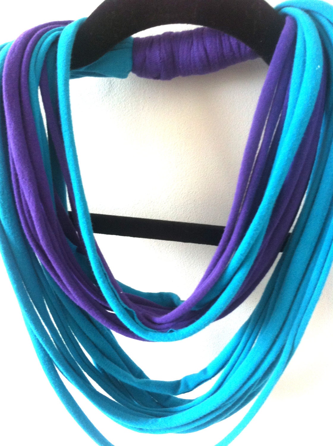 Blue and Purple Upcycled T-shirt Infinity Scarf