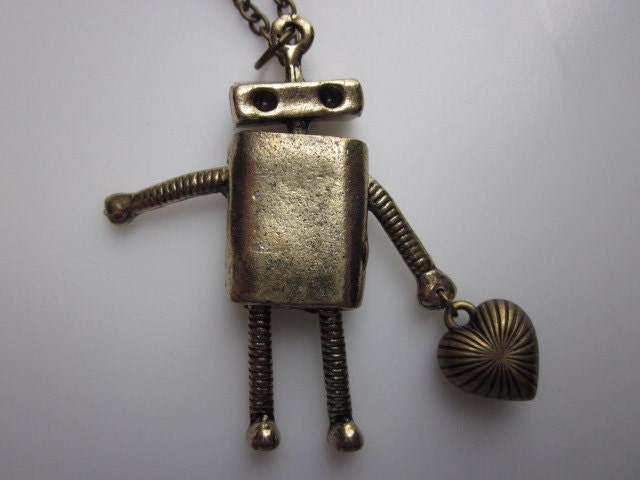 The Awkward Robot with a Heart. Robot Necklace.