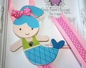 Blue Pink Mermaid Hair Bow Holder. Wall Decor Hair Bow Organizer.  Free Ship Promo.
