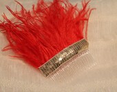Ostrich Feather Hair Accent is Effortless Glam That Lights Up The Night Sky In Lipstick Red or Jewel Purple