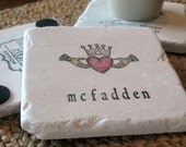 Personalized Irish Claddagh Absorbent Tile Coasters, Set of 4