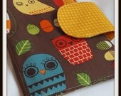 Brown Retro Owl E-Reader Cover Kindle , Nook Cover, Kobo Cover, Kindle Fire Cover, Kindle Touch Cover Made to Order