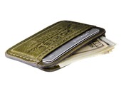 RETROMODERN aged leather Credit Card wallet - - SPRING GREEN
