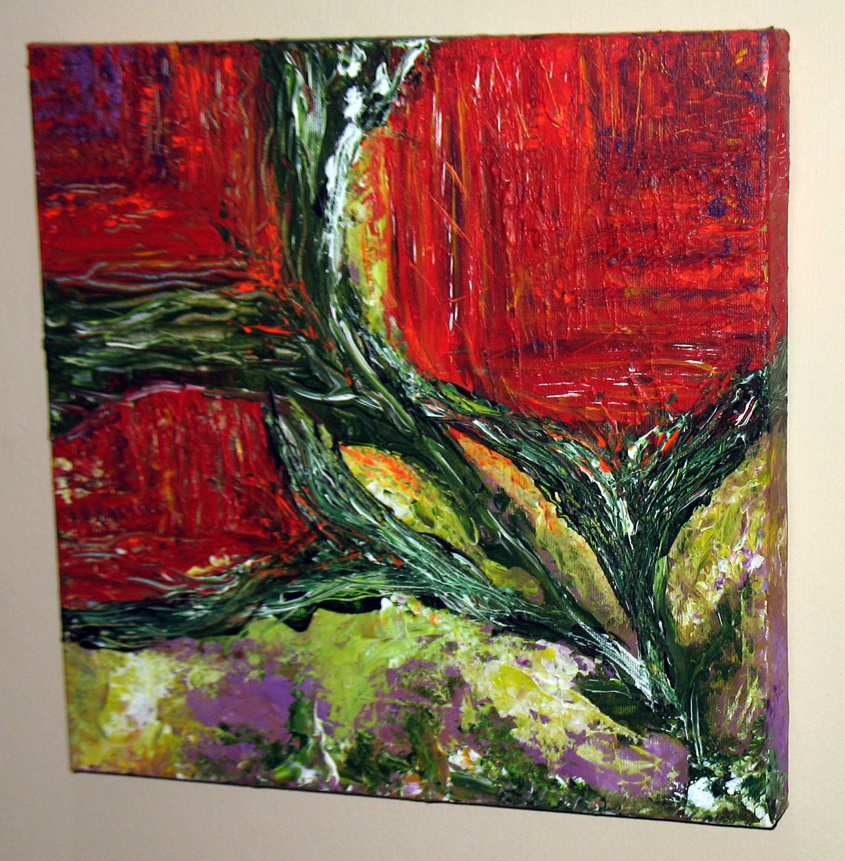 Original Acrylic Painting - Abstract Industrial Flowers Modern Art