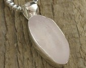 Genuine Pale Lavender Sea Glass Pendant Bezel Set in Sterling Silver
