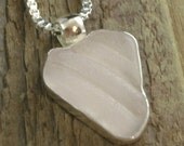 Genuine Pale Lavender Sea Glass Bottle Rim Pendant Bezel Set in Sterling Silver