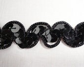 4 Yards Vintage Black Sequin Trim