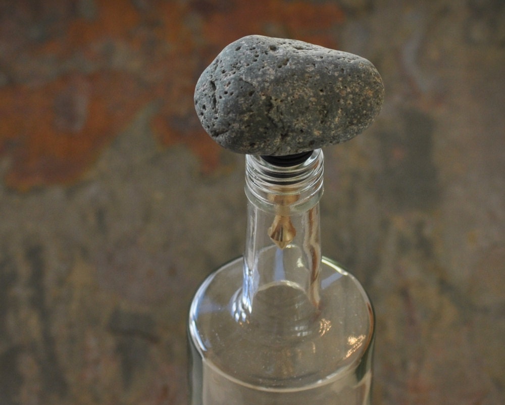 SALE Beach Rock Bottle Stopper - Vintage Gold Titanium Nitride