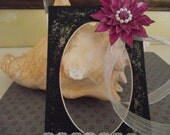 Decorated Glittered  Mat Frame  Pink Flower Sheer Ribbon Pearls Glitter Stone