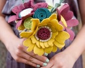 Felt Wedding Bouquet -  Wildflower - Custom - Made to order - - Alternative Bouquet -
