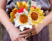 Custom, Made to order, Wildflower Felt Wedding Bouquet