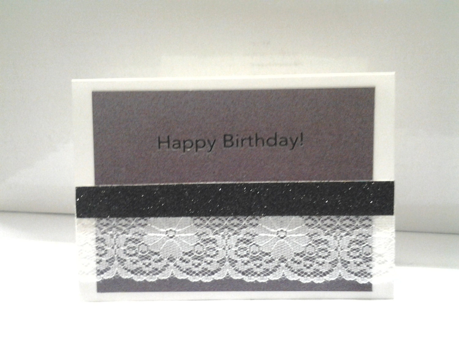 Birthday card with gift card holder, lacy and elegant.