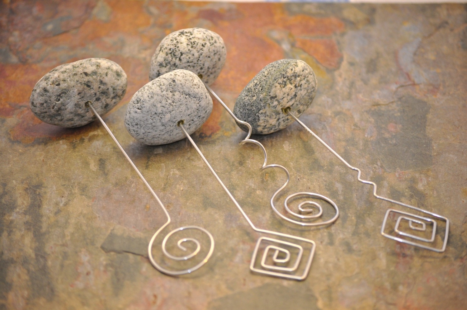 Place Card & Picture Holders on Beach Rocks - Set of Four