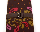 Frippery SHORT Knitting Needle Case or Art Tool Organizer with Brown Pockets