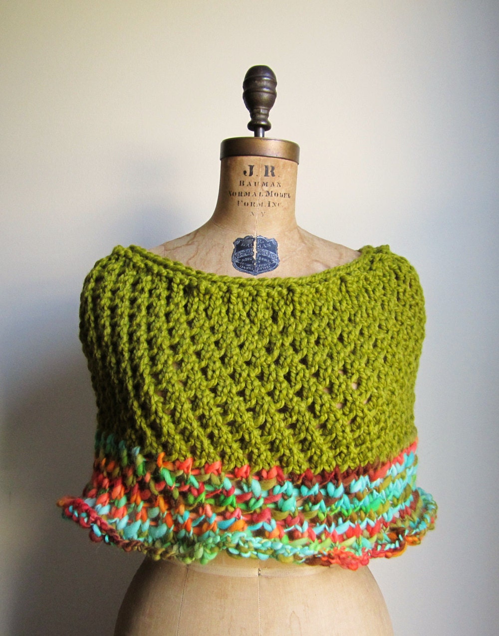 Trellis Capelet. Chartreuse. Seafoam. Orange.