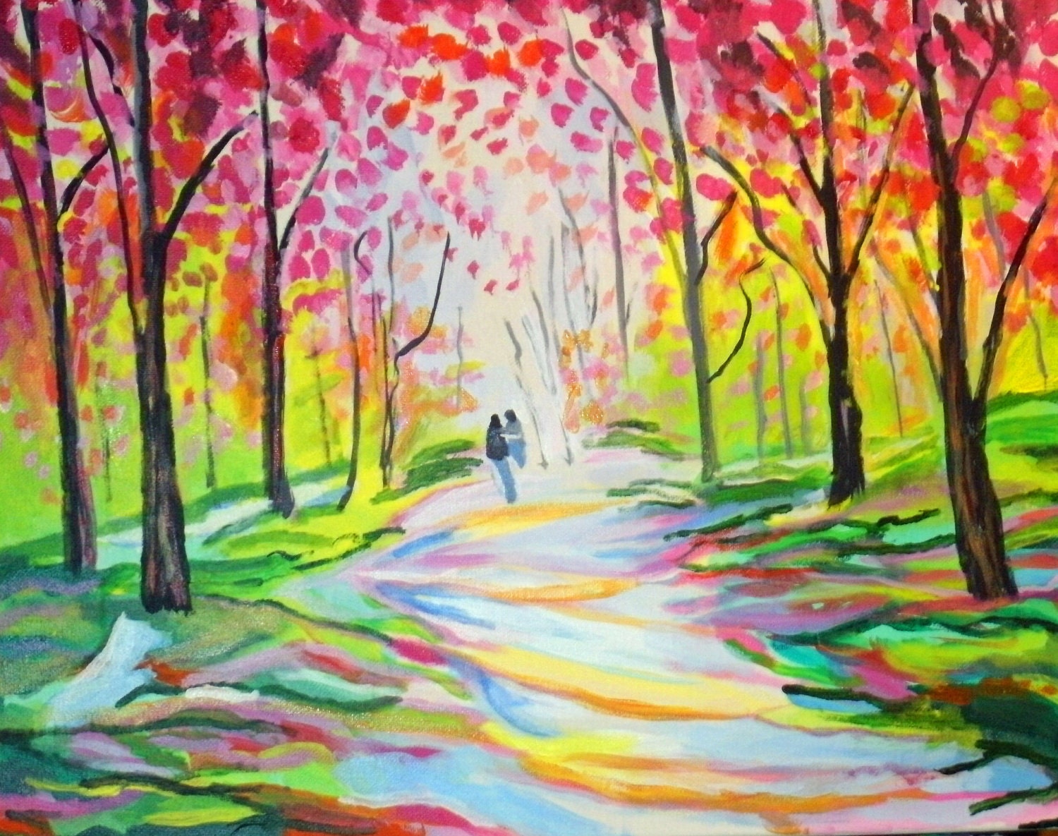 Lovers embrace the Springtime