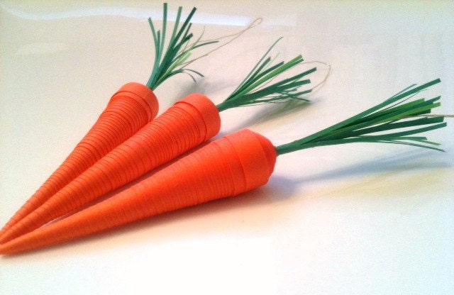 Carrot Orange Ornaments Paper Quilled Set of Three