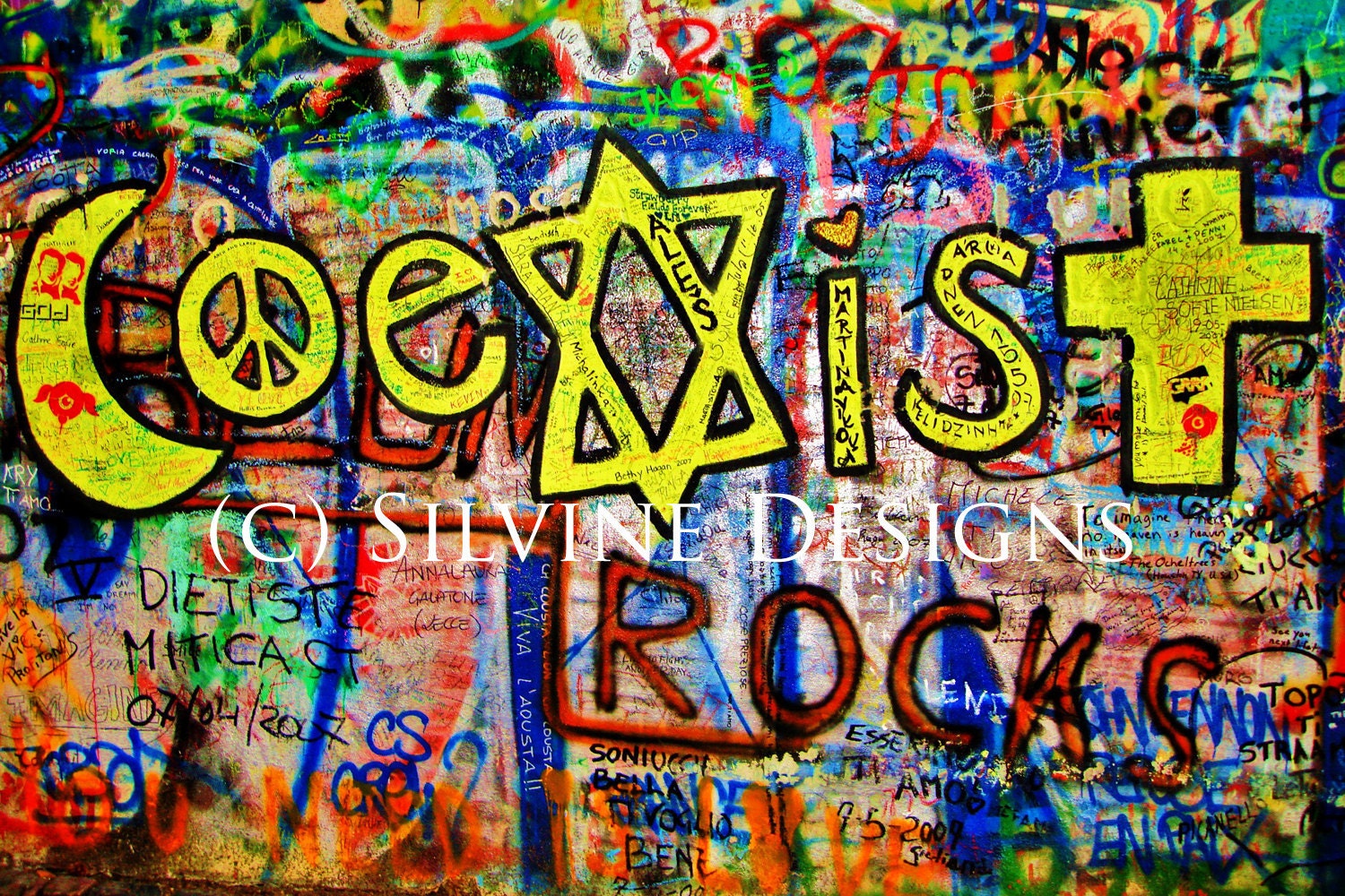 Coexist Photograph - Graffiti Photography - Bright Colorful Photography - 8x10 Photograph