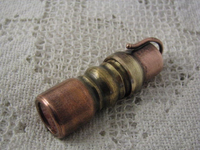 Steampunk USB flash drive with copper brass and red stained glass. 16 GIG Waterproof.