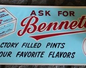 VINTAGE Ask for Bennett's Ice Cream ADVERTISING POSTER