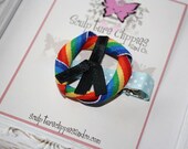Rainbow Peace Sign Sculpture Ribbon Hair Clip. Sculpture Clippies Exclusive Design.  Free Ship Promo