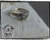 Rough Diamond & 14 K White Gold, Palladium 1.85 CT diamond engagement Ring.The Elder Tree. 6 prong branch OOAK Rustic organic Handmade ring.