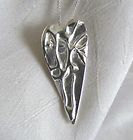 Floating Fluidity Heart Pendant in Silver - Designer Handmade