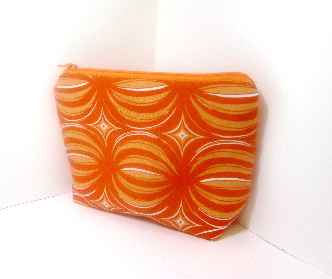 Medium  Zipper Pouch - Orange Orbs