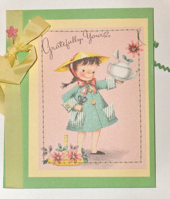 Thank You Card - Repurposed 1950's Greeting Card