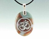 Om or Aum - Engraved Stone Pendant - Indian Agate
