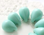 Seafoam mint large Teardrop czech glass Briolettes - 10x14mm - 6Pc - 0183